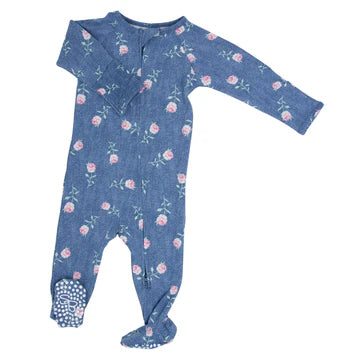 Roxanne Denim Rose Footie