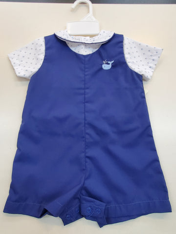 Navy Whale Shortie Overall Romper