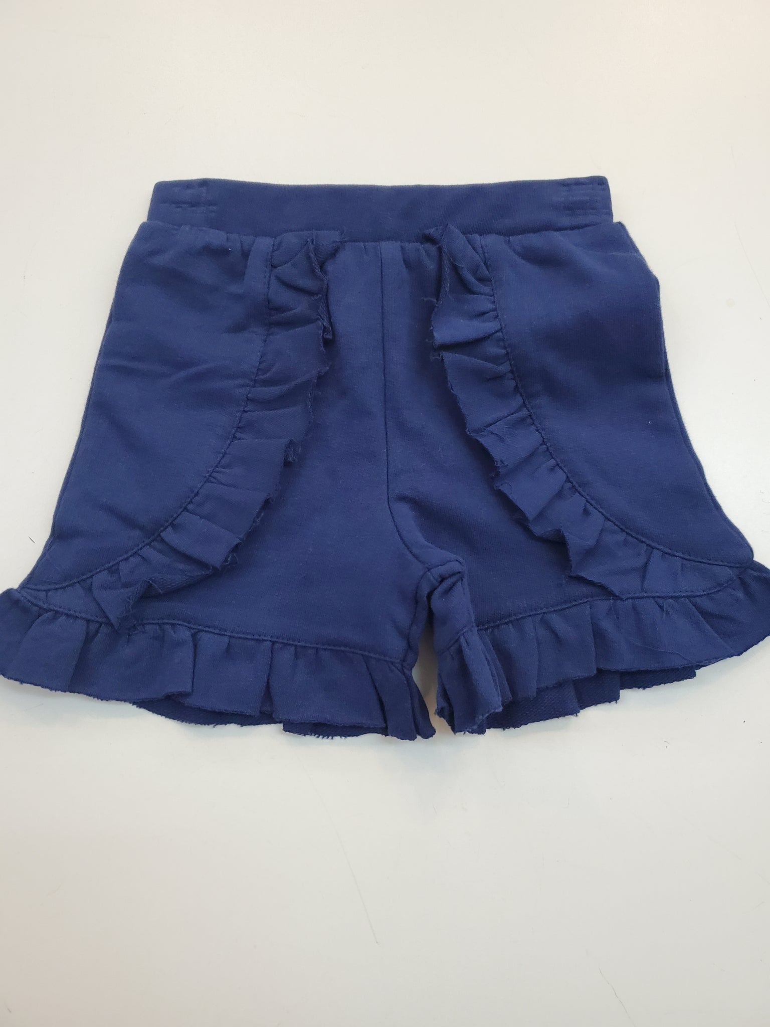 Navy Ruffle Terry Shorts