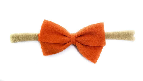 Baby Wisp - Thali Faux Suede Bow Headband-Orange