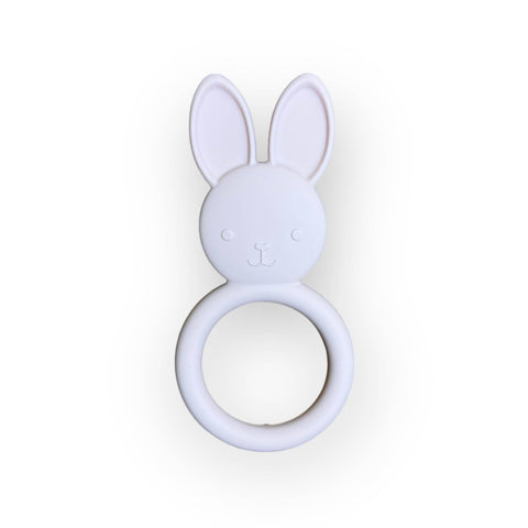 Three Hearts Modern Teething Accessories - All Silicone Bunny Teething Ring: Pale Pink