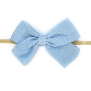 Baby Wisp - Emma  Fabric Baby Bow Infant Headbands-Blue Bell