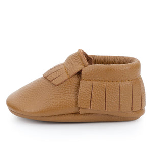 BirdRock Baby - Classic Brown Genuine Leather Baby Moccasins-size 4