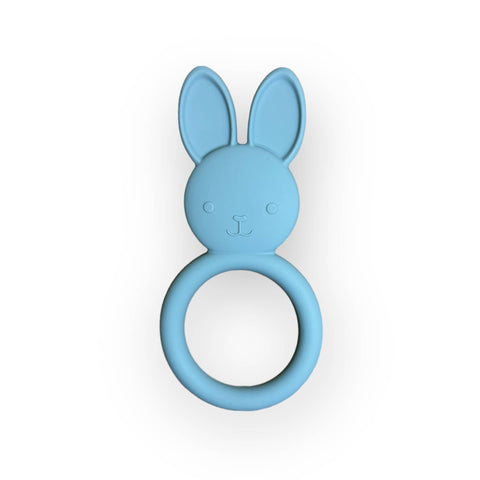 Three Hearts Modern Teething Accessories - All Silicone Bunny Teething Ring: Slate