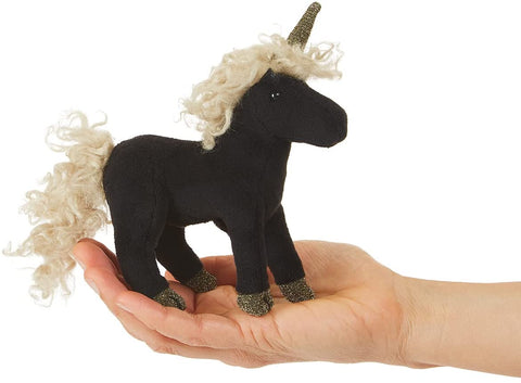 Mini Black Unicorn Finger Puppet