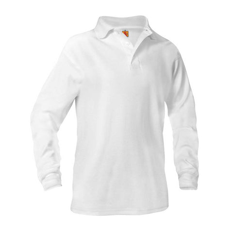 White Long Sleeve Pique Knit Shirt
