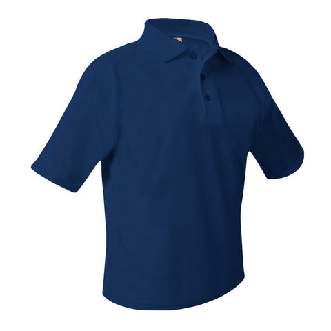 Navy Short Sleeve Picque Knit Polo-Unisex