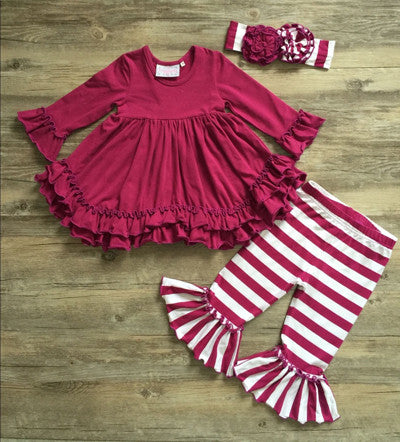 Plum ruffle Tunic Set