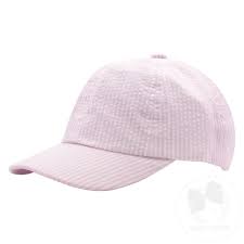 Seersucker Ball Cap-Blue or Pink