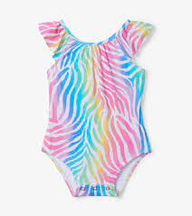 Rainbow Zebra Ruffle Swimsuit