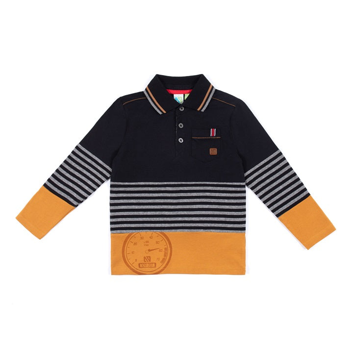 Black/Grey stripe polo