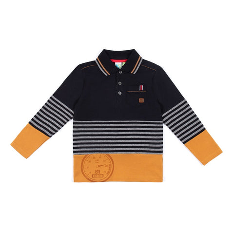 Black/Grey stripe polo