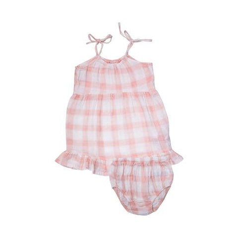 Painted Pink Gingham Twirly Tank Dress + Diaper Cover