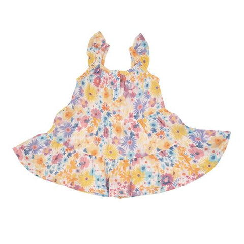 Painty Bright Floral Twirl Dress