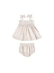 Silver Gingham Smocked Top + Bloomer Set